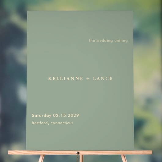 Moderne Salbeigrüne Einfache Hochzeits-Willkommens Acrylschild (Neutral)
