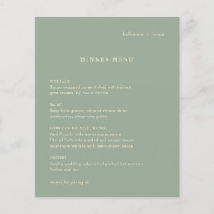 Moderne Salbeigrüne Einfache Hochzeitsmenü Flyer
