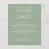 Moderne Salbeigrüne einfache Hochzeitsprogramm (Hinten)
