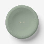 Moderne Salbeigrüne Einfache Monogramm-Hochzeit Pappteller (Vorderseite)