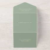 Moderne Salbeigrüne Einfache QR-Code-Hochzeit All In One Einladung (Außenbereich)