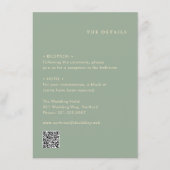 Moderne Salbeigrüne Einfache QR-Code-Hochzeit Begleitkarte (Vorderseite)