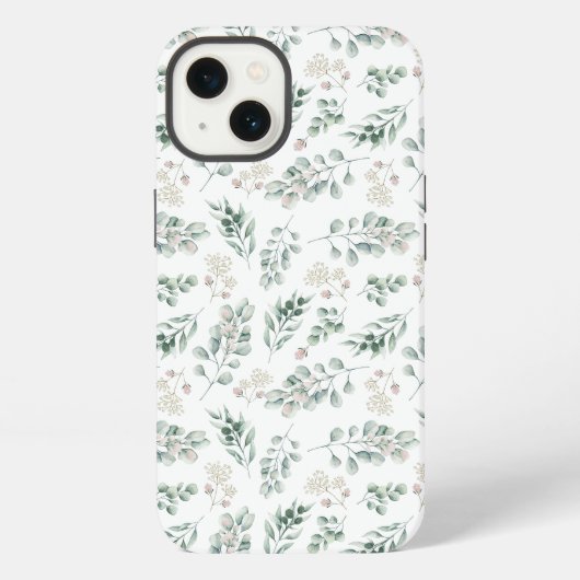 Moderne Salbeigrüne Eukalyptus iPhone Hülle (Rückseite)