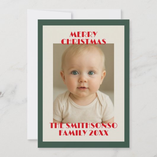 Moderne Salbeigrüne Foto Frohe Weihnachten (Vorderseite)