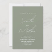 Moderne Salbeigrüne Foto-Hochzeit Einladung (Vorderseite)