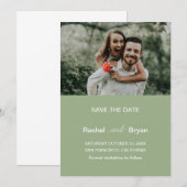 Moderne Salbeigrüne Foto-Hochzeit Save The Date (Vorne/Hinten)