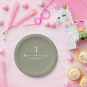Moderne Salbeigrüne geschlechtsneutrale Babyparty Pappteller (Party)