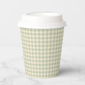 Moderne Salbeigrüne Gingham-Baby-Party Pappbecher (Vorderseite)
