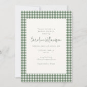 Moderne Salbeigrüne Gingham Karo Braut Brunch Einladung (Vorderseite)