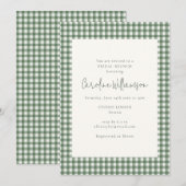 Moderne Salbeigrüne Gingham Karo Braut Brunch Einladung (Vorne/Hinten)