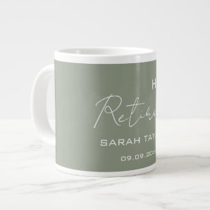 Moderne Salbeigrüne Glücklicher Ruhestand Personal Jumbo-Tasse