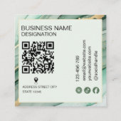 Moderne Salbeigrüne Gold-Monogramm-Qr-Code Quadratische Visitenkarte (Rückseite)