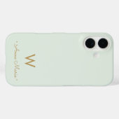 Moderne Salbeigrüne Gold-Schrift-Monogramm Case-Mate iPhone Hülle (Rückseite (Horizontal))