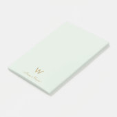 Moderne Salbeigrüne Gold-Schrift-Monogramm Post-it Klebezettel (angewinkelt)
