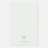 Moderne Salbeigrüne Gold-Schrift-Monogramm Post-it Klebezettel (Vorderseite)
