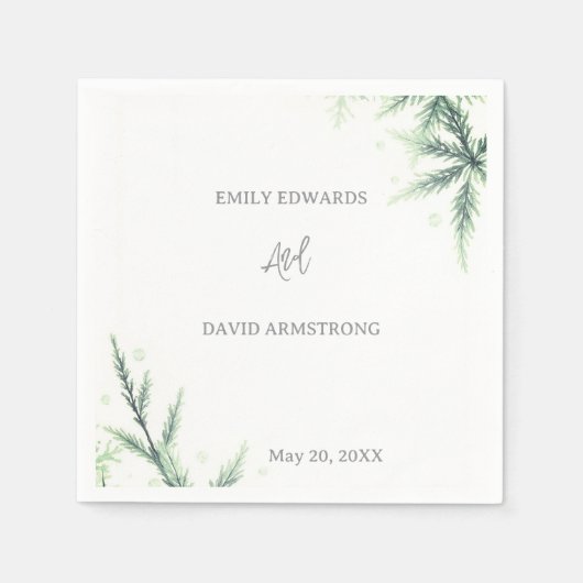 Moderne Salbeigrüne Hochzeitsservietten Serviette (Vorderseite)