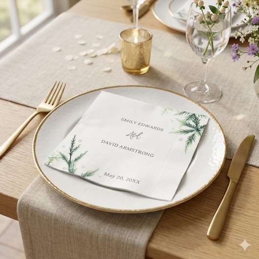 Moderne Salbeigrüne Hochzeitsservietten Serviette