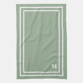 Moderne Salbeigrüne Monogramm Geschirrtuch (Vertikal)