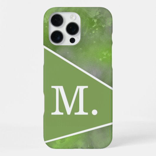 Moderne Salbeigrüne Monogramm iPhone Hülle (Rückseite)