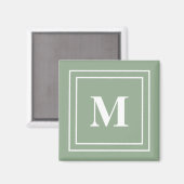 Moderne Salbeigrüne Monogramm Magnet (Vorderseite/Rückseite)