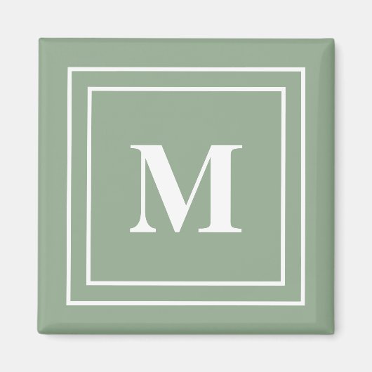Moderne Salbeigrüne Monogramm Magnet (Vorne)