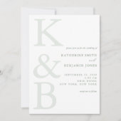 Moderne Salbeigrüne Monogramm-Minimalist-Hochzeit Einladung (Vorderseite)