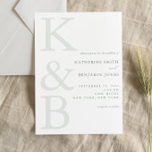 Moderne Salbeigrüne Monogramm-Minimalist-Hochzeit Einladung