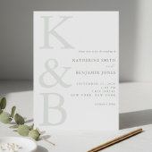 Moderne Salbeigrüne Monogramm-Minimalist-Hochzeit Einladung