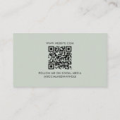 Moderne Salbeigrüne Monogramm Minimalist QR-Code Visitenkarte (Rückseite)