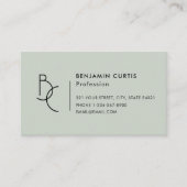 Moderne Salbeigrüne Monogramm Minimalist QR-Code Visitenkarte (Vorderseite)