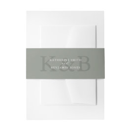 Moderne Salbeigrüne Monogramm-Minimalistische Hoch Einladungsbanderole
