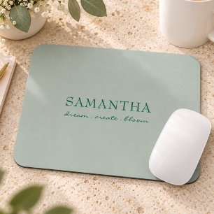 Moderne Salbeigrüne Name Positive Zitat Mousepad