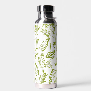 Moderne Salbeigrüne Olivenblatt Frucht Chic Design Trinkflasche