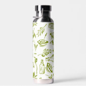 Moderne Salbeigrüne Olivenblatt Frucht Chic Design Trinkflasche (Rechts)