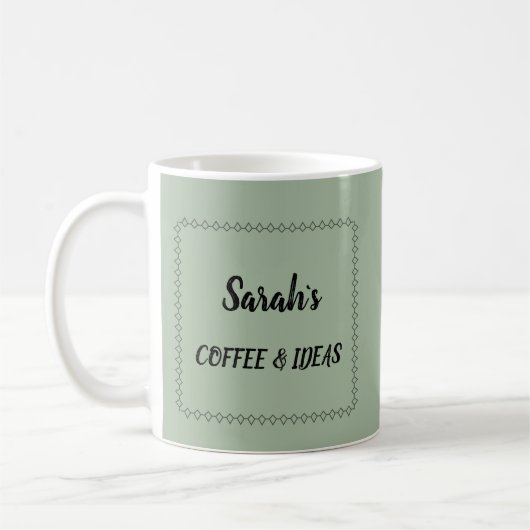 Moderne Salbeigrüne Personalisierte Kaffeetasse (Links)