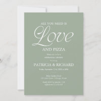 Moderne Salbeigrüne Pizza Hochzeitsprobe