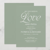 Moderne Salbeigrüne Pizza Hochzeitsprobe Einladung (Vorne/Hinten)