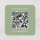 Moderne Salbeigrüne QR-Code Minimalistisches benut Quadratische Visitenkarte (Rückseite)