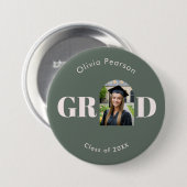 Moderne Salbeigrüne Rosa Bogen-Foto-Abschlussfeier Button (Vorne & Hinten)