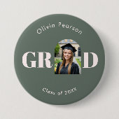 Moderne Salbeigrüne Rosa Bogen-Foto-Abschlussfeier Button (Vorderseite)