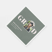 Moderne Salbeigrüne Rosa Bogen-Foto-Abschlussfeier Serviette (Ecke)