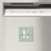 Moderne Salbeigrüne Schriftmonogramm Magnet (In Situ (Geschirrspüler))