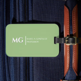 Moderne Salbeigrüne Trendige Stylische Monogramm Gepäckanhänger