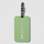 Moderne Salbeigrüne Trendige Stylische Monogramm Gepäckanhänger (Vorderseite Vertikal)