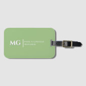 Moderne Salbeigrüne Trendige Stylische Monogramm Gepäckanhänger (Vorderseite (Horizontal))