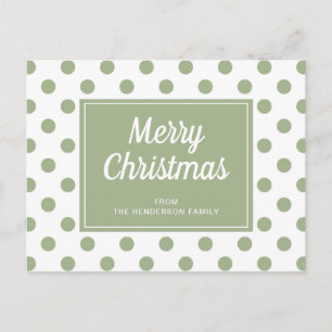 Moderne Salbeigrüne Tupfen Frohe Weihnachten Postkarte