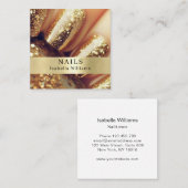 Moderne Salon Gold Glitzer Nails Quadratische Visitenkarte (Vorne/Hinten)