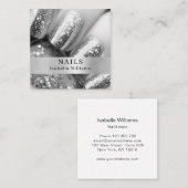 Moderne Salon Silber Glitzer Nägel Quadratische Visitenkarte (Vorne/Hinten)