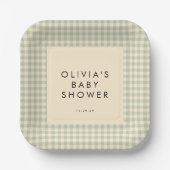 Moderne Sammlung Green Gingham Baby Dusche Collect Pappteller (Vorderseite)