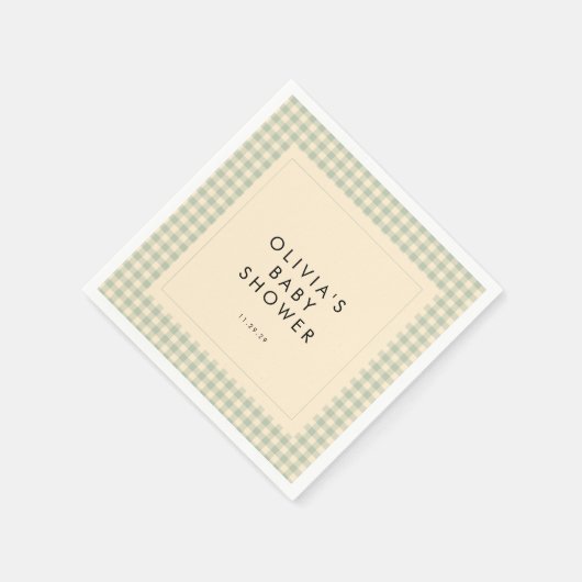 Moderne Sammlung Green Gingham Baby Dusche Collect Serviette (Ecke)